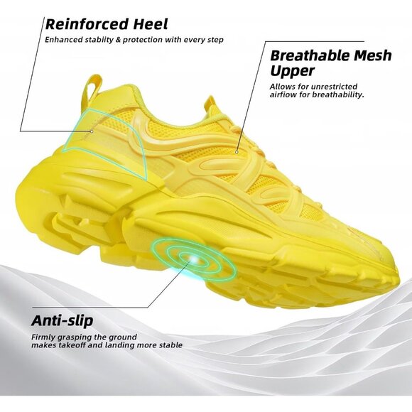 Women's Yellow Slip-On Running Shoes Lightweight Mesh Walking Sneakers for Gym - Picture 5 of 7